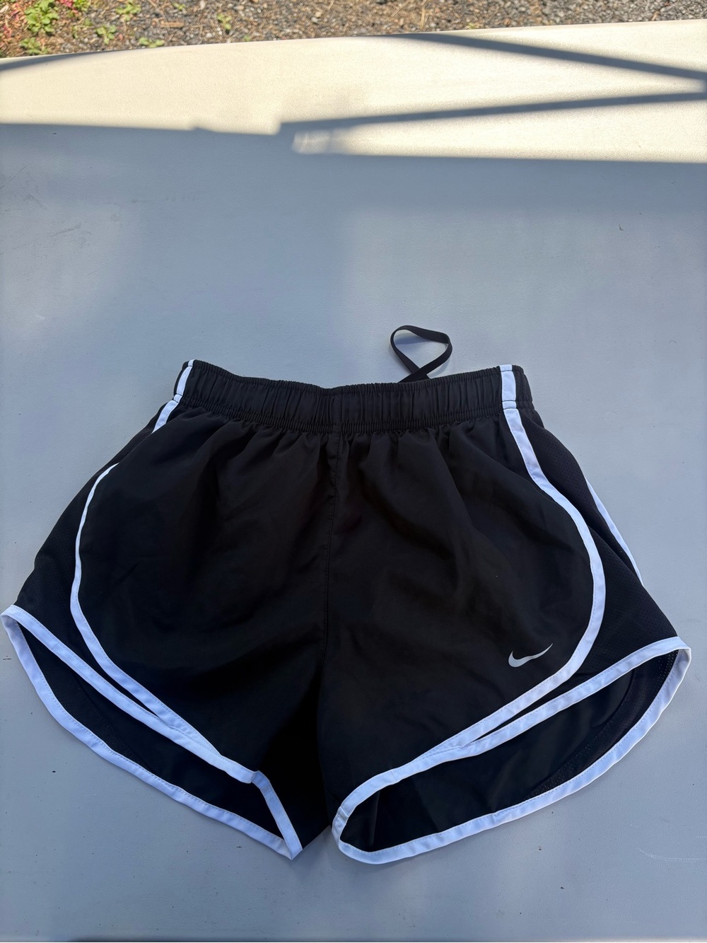 Nike Dri-Fit Black Women's Athletic Running Shorts with White Trim